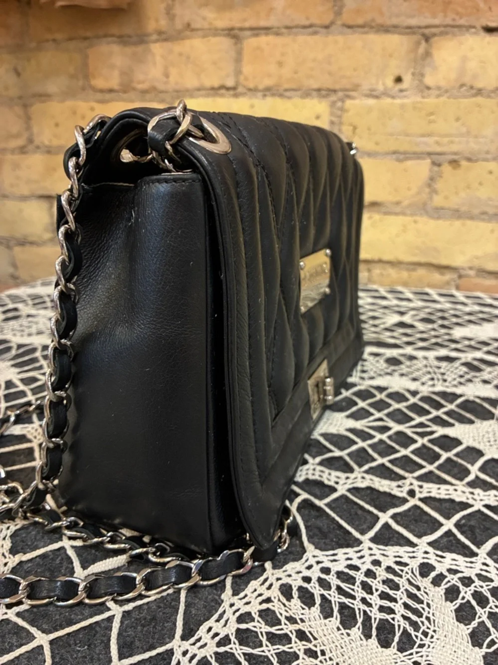 Valentino Alice Black Quilted Leather Crossbody with Chain Strap - Picture 2 of 11